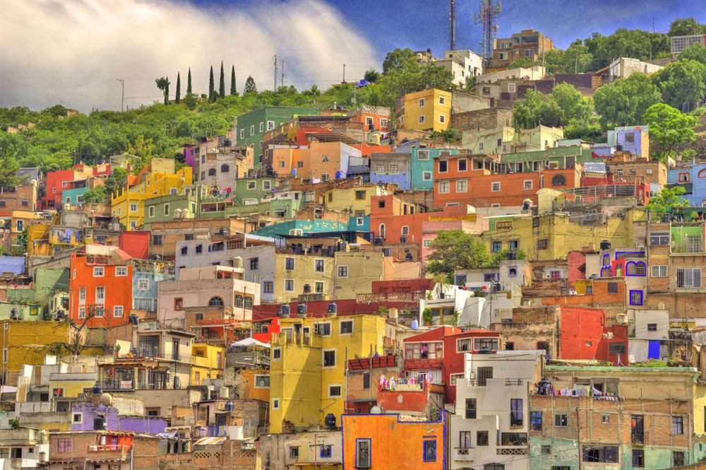 Colorful colonial houses in Mexico